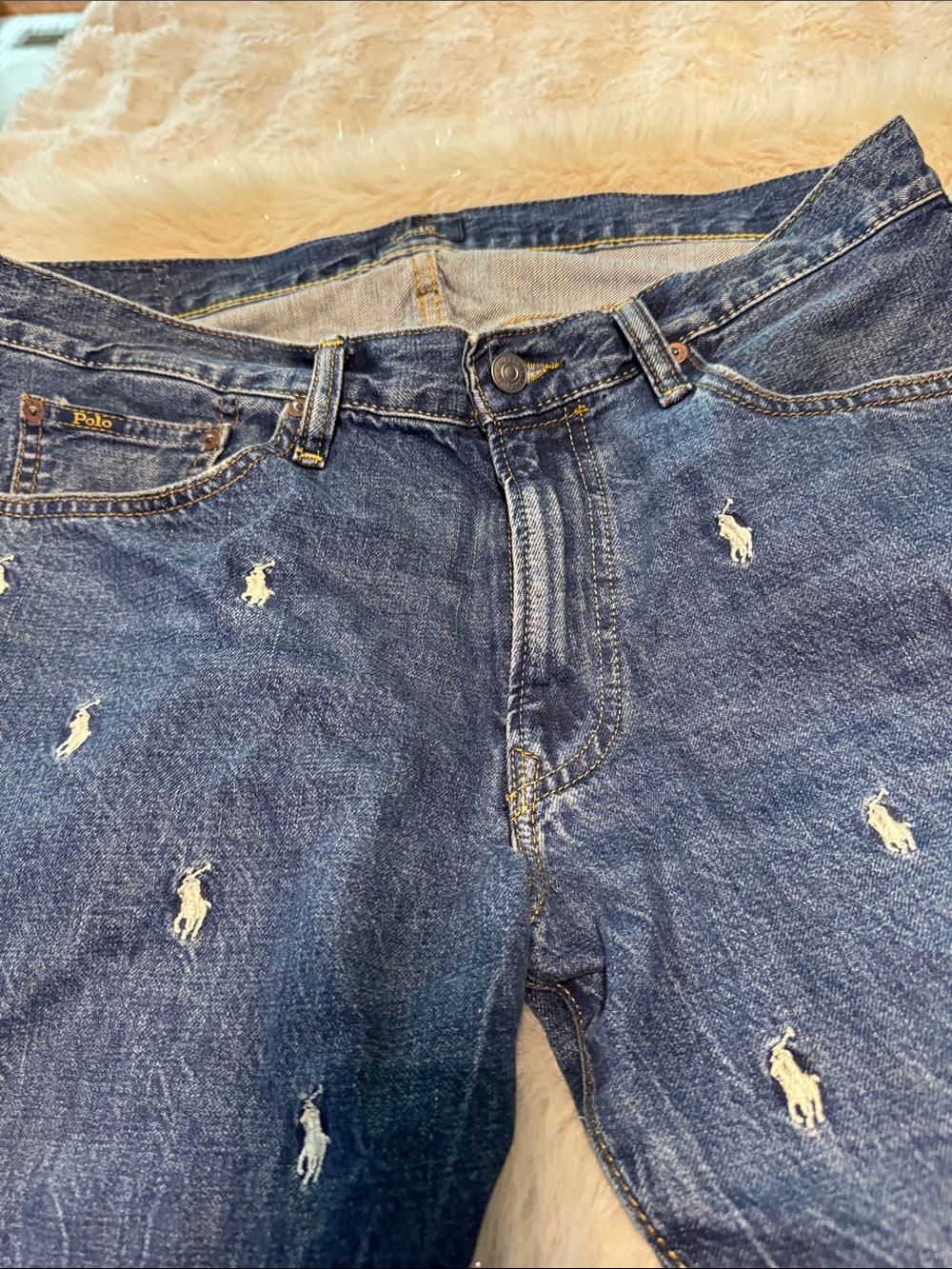 Polo by Ralph Lauren Dark Blue Straight Jeans with White Pony Embroidery - Picture 6 of 6